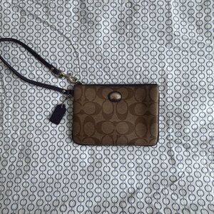 Coach Tan and Brown Signature Wristlet